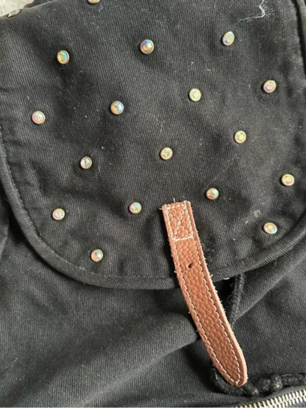 Victoria Secret PINK | Black Rhinestone Canvas Stud Backpack | One Size - Picture 4 of 15